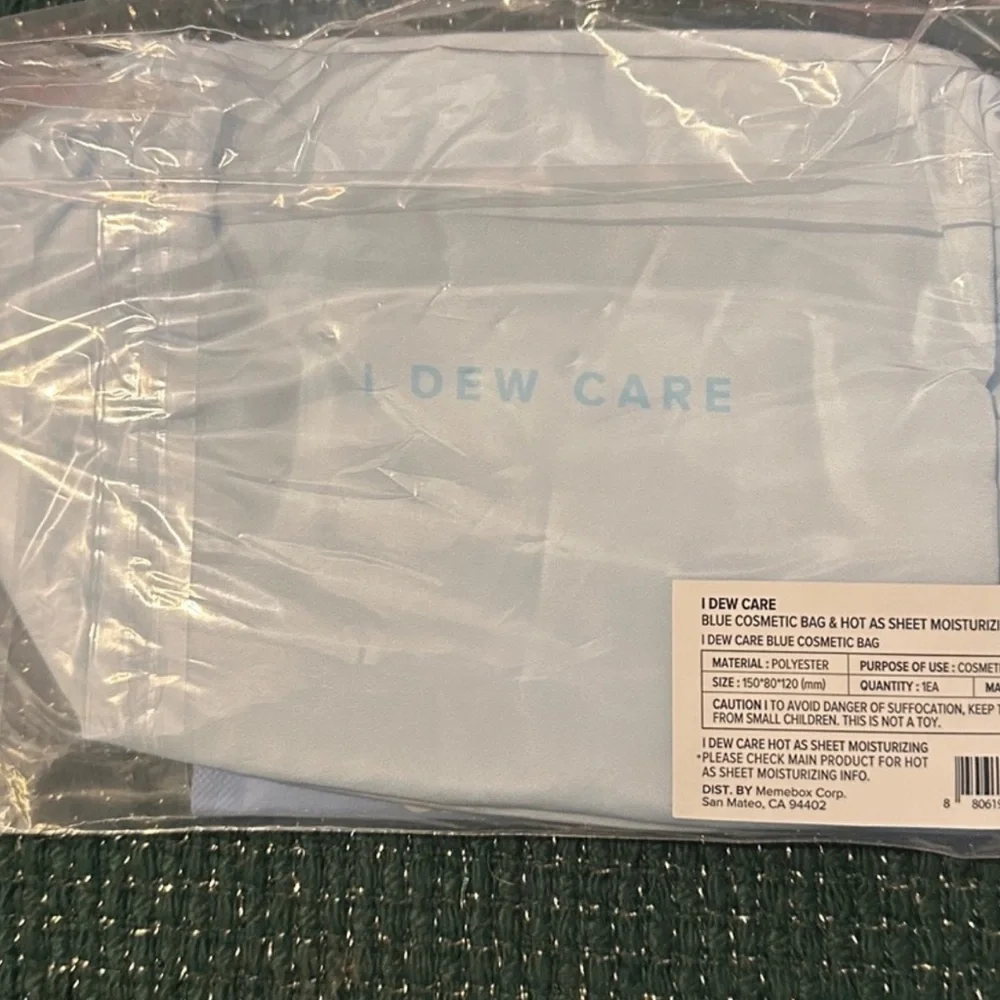 Light Blue Dew Care Logo Cosmetic Pouch